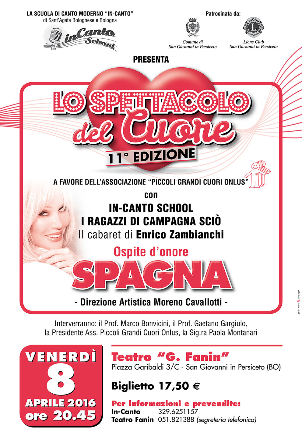 Scuola di canto Bologna - Incanto School: Spettacolo Piccoli grandi cuori onlus, ospite Ivana Spagna